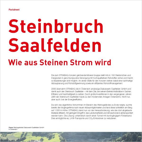 Factsheet: Steinbruch Saalfelden – Wie aus Steinen Strom wird