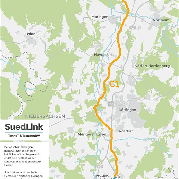 SuedLink-Planfeststellungsabschnitt C1 im südlichen Niedersachsen